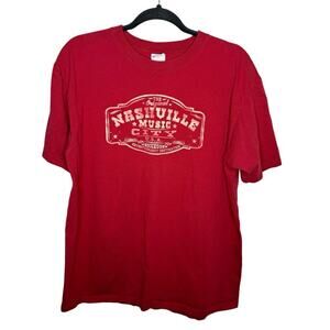ANVIL / red Nashville short sleeve crewneck souvenir travel tee / L